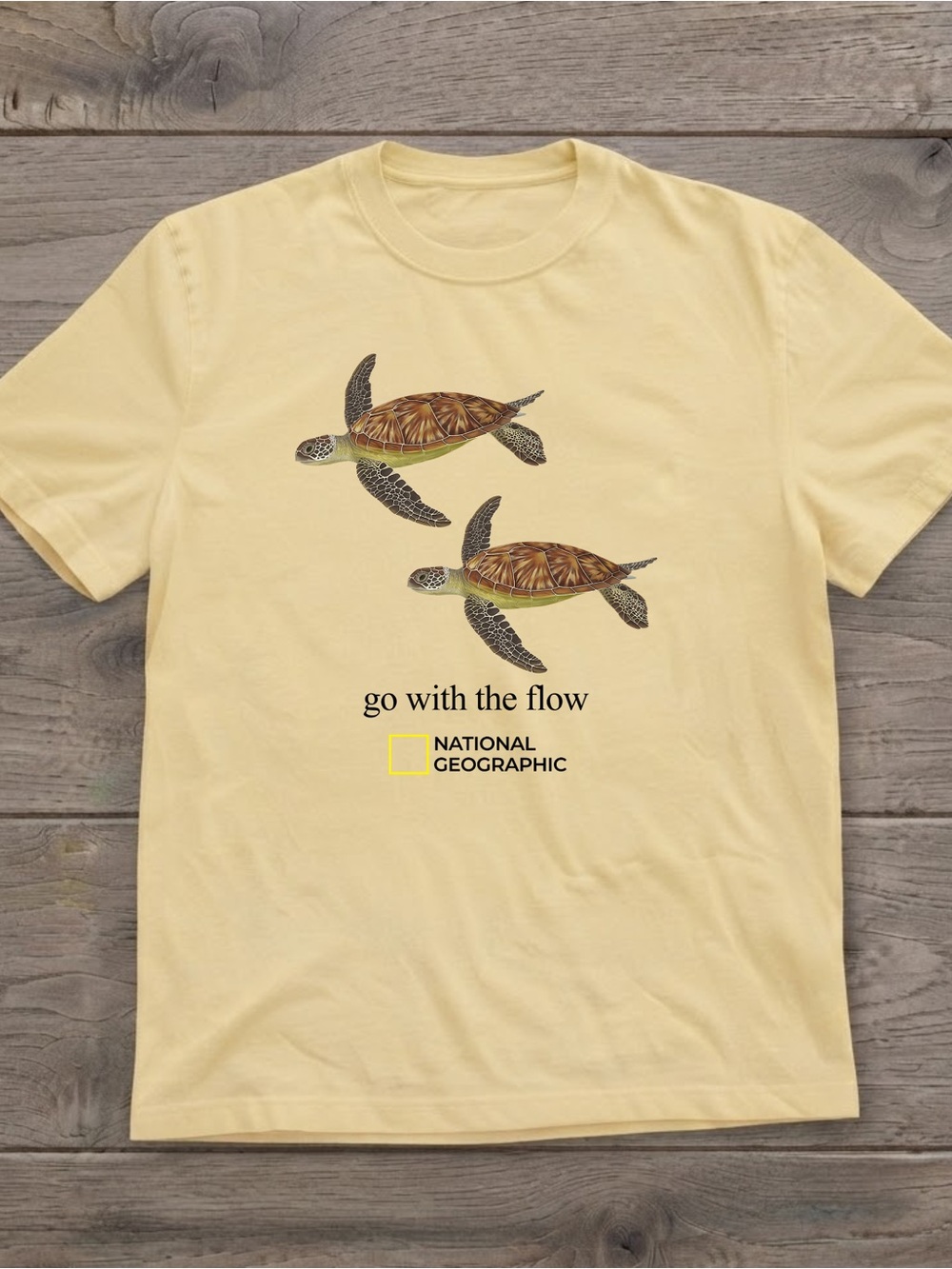 Sea Turtle Graphic Print Gildan T-shirt Casual Yellow Top